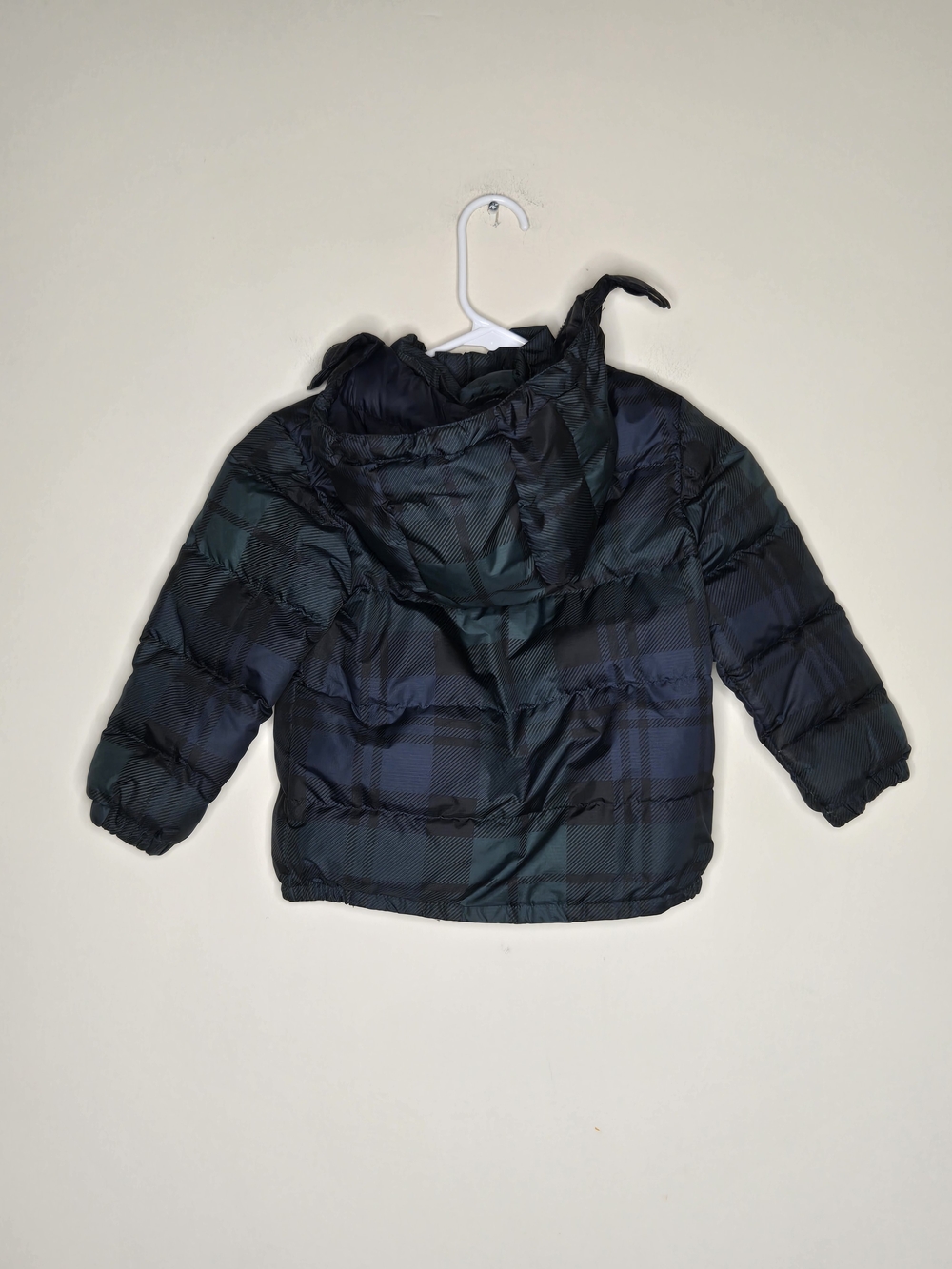 Polo Ralph Lauren Toddler Down Puffer Jacket Hooded Plaid Navy Green 4T - Picture 9 of 12